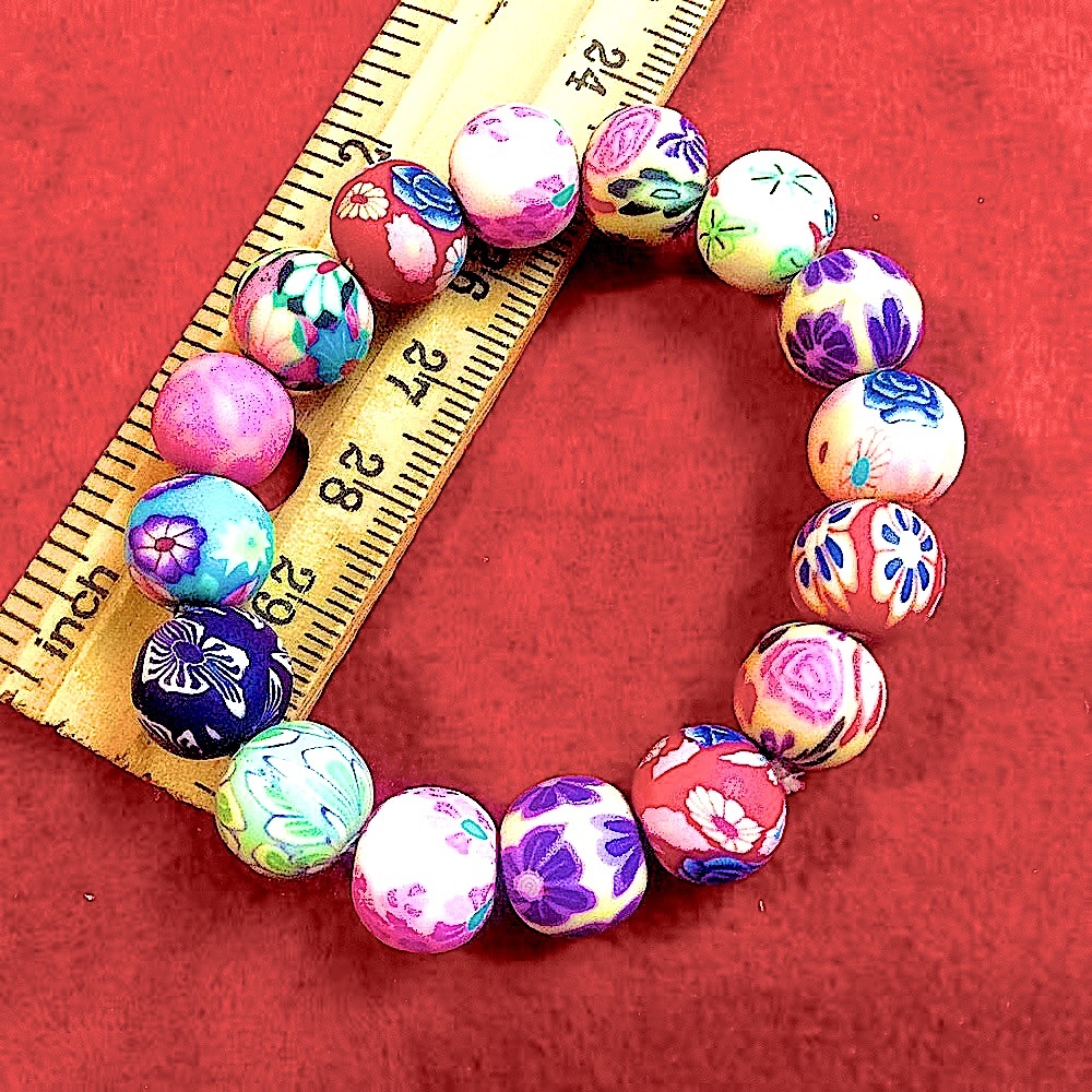 Stretch bracelet polymer clay floral nwot